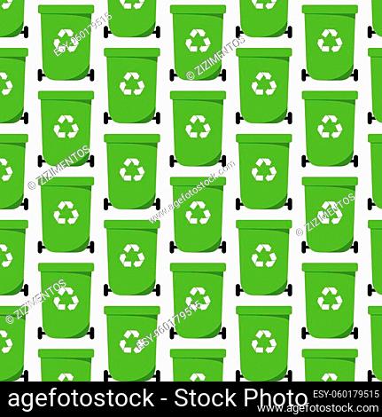 recycling garbage bin seamless pattern, vector illustration