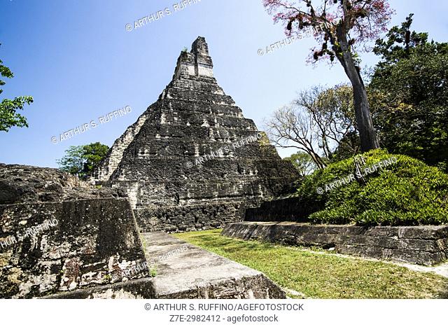 Side view of Temple I, Great Jaguar Temple, Tikal, Guatemala, Central America