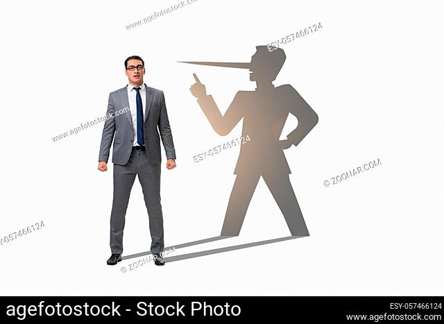 Concept of the businessman liar with his shadow