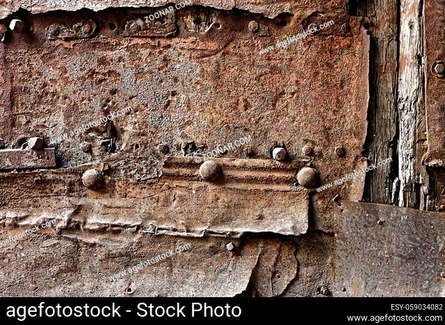 Rusty metal and old wooden backgrounds