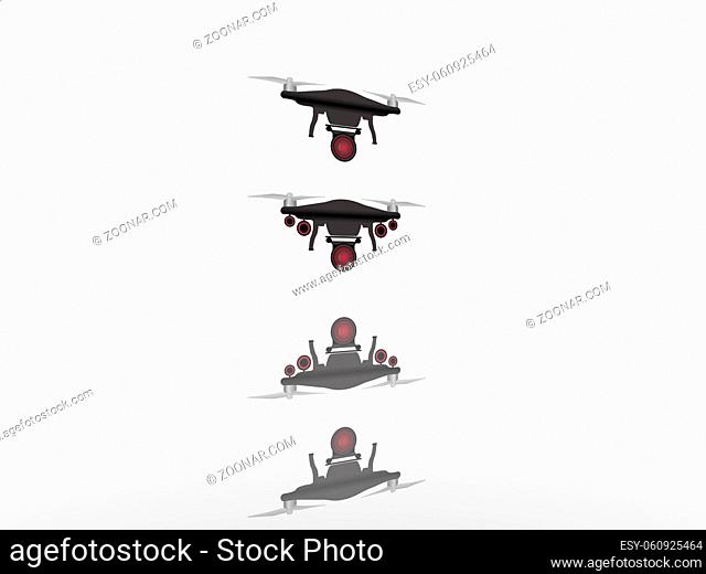 white camera drone on white background - 3d rendering