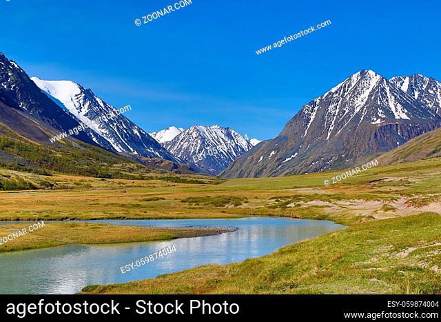 mountain landscape with river in Altay, Russia