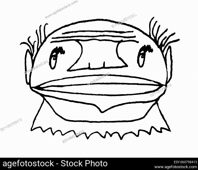 Front view funny fat head portrait man isolated illustration