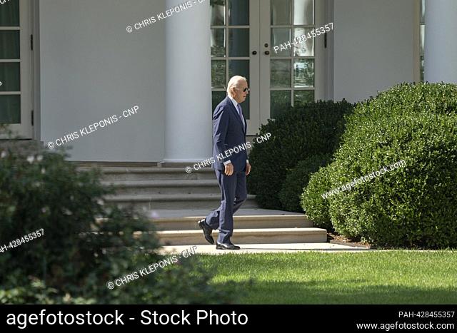 United States President Joe Biden walks to make remarks to celebrate the Americans with Disabilities Act (ADA) and to mark Disability Pride Month at the White...