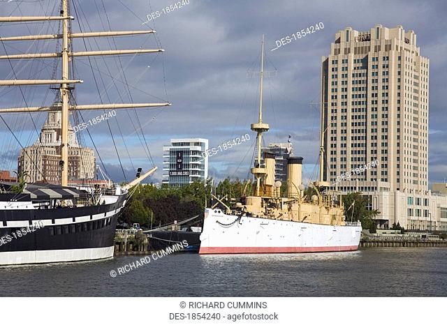 Cruiser Olympia & Submarine Becuna, Penn's Landing, Philadelphia, Pennsylvania, USA