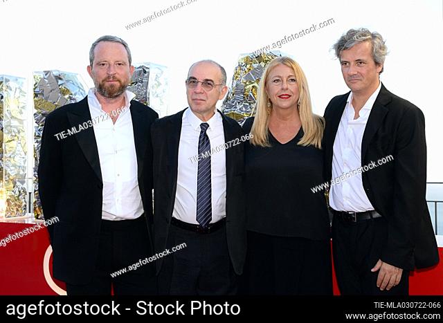Director Giuseppe Tornatore with the directors of the festival Federico Pontiggia, Alessandra De Luca, Francesco Alo'