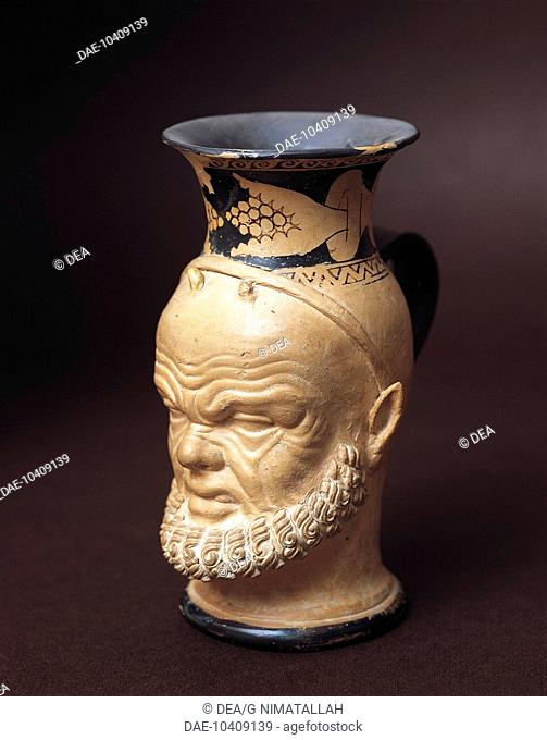 Civiltà etrusca, 4th century b.C. Vase with Silenus's face.  Rome, Museo Nazionale Etrusco Di Villa Giulia (Villa Giulia National Museum, Archaeological Museum)