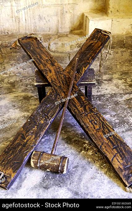 Detail of old instruments of torture of the inquisition, pain and religion