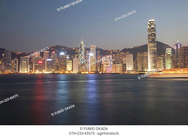Hong Kong skyline at dusk from Kowloon