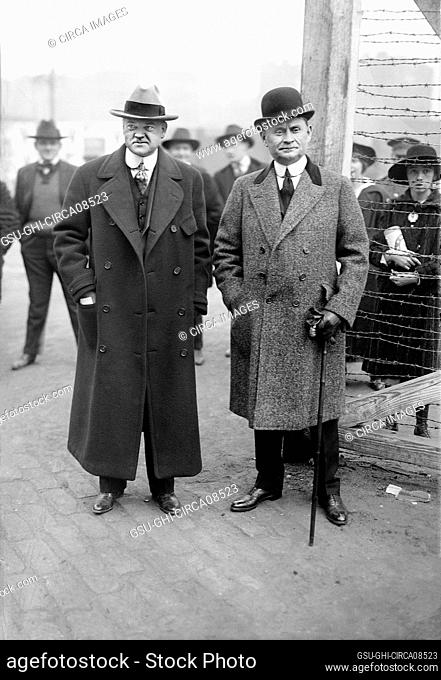 Herbert Hoover (1874-1964), Director of the U.S. Food Administration during World War I with Businessman and Manufacturer Edward Nash Hurley (1864-1933) on the...
