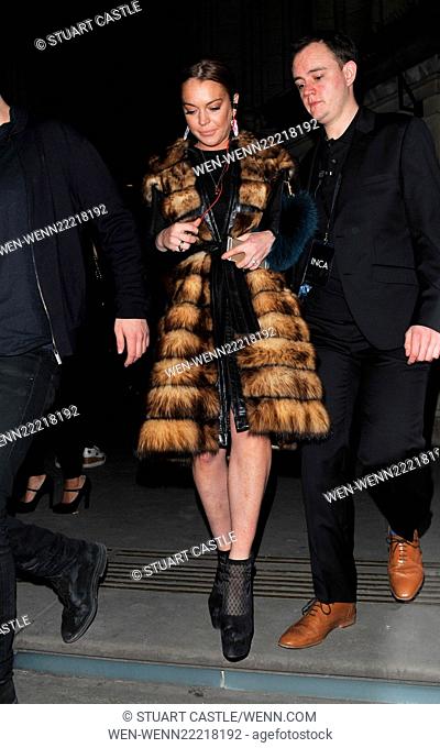 London Fashion Week Autumn Winter 2015 - Gareth Pugh - Departues Featuring: Lindsay Lohan Where: London, United Kingdom When: 21 Feb 2015 Credit: Stuart...