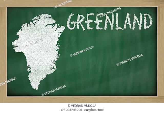 outline map of greenland on blackboard