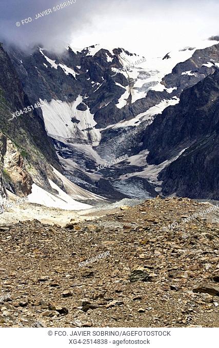 Glaciar de Miage. Macizo del Mont Blanc - Aosta. Alpes - Val d'Aosta. Italia. Europa