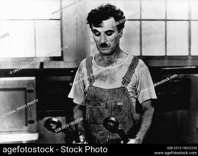 Charlie Chaplin - Actor. Born Britain. In scene from the 1936 film 'Modern Times'. January 1, 1936. (Photo by Universal Pictorial Press Photo)