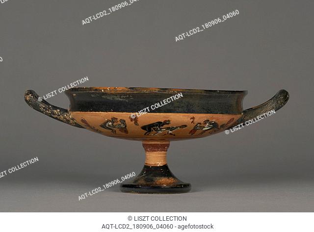 Attic Black-Figure Droop Cup; Wraith Painter; Athens, Greece; 520 B.C; Terracotta; 8.1 × 21.5 × 15.2 cm (3 3, 16 × 8 7, 16 × 6 in.)