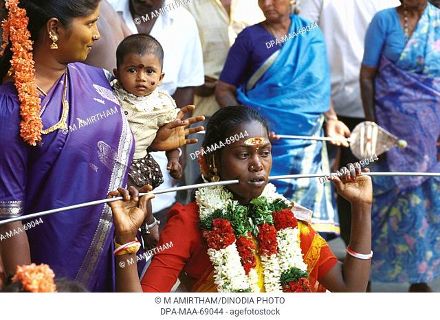 Mariamman festival , discharging vow , Tamil Nadu , India NO MR