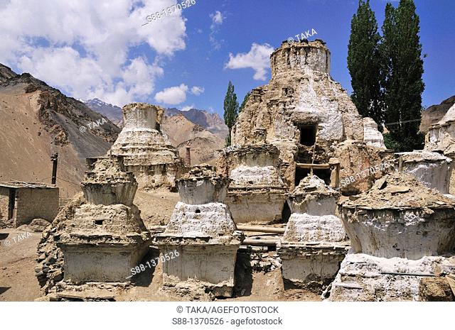 Stupas in the Lamayuru village