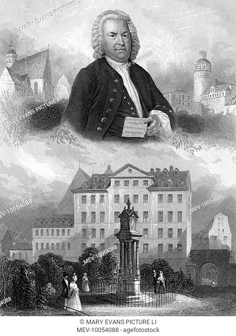 JOHANN SEBASTIAN BACH with associated places - St Thomas's church, the Leipzig observatory, and St Thomas's school