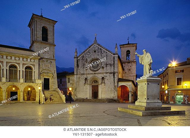San Benedetto square. Norcia. Umbria. Italy