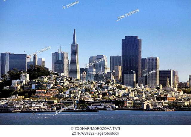 View of downtown San Francisco from Alcatraz Island , California