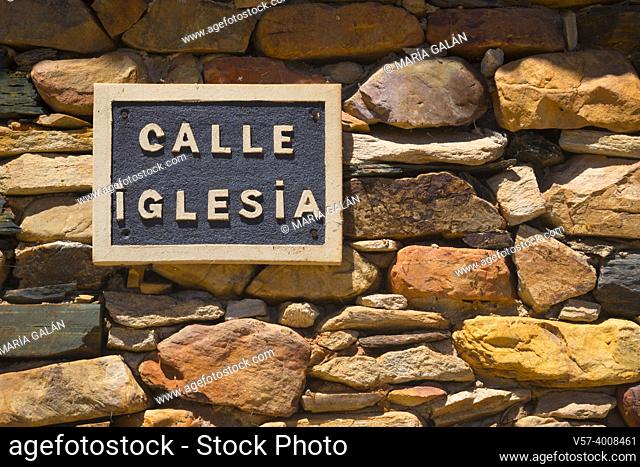 Calle Iglesia plaque. Martin Muñoz de Ayllon, Segovia province, Castilla Leon, Spain