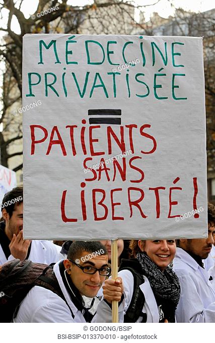 Medical interns demontrate against Marisol Touraine's health policies. Paris, France, 20th November 2012