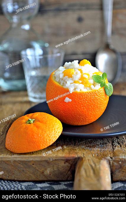 Sweet rice in an orange