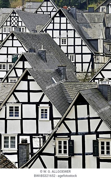 half-timbered houses in historic old town, Alte Flecken, Germany, North Rhine-Westphalia, Siegerland, Freudenberg
