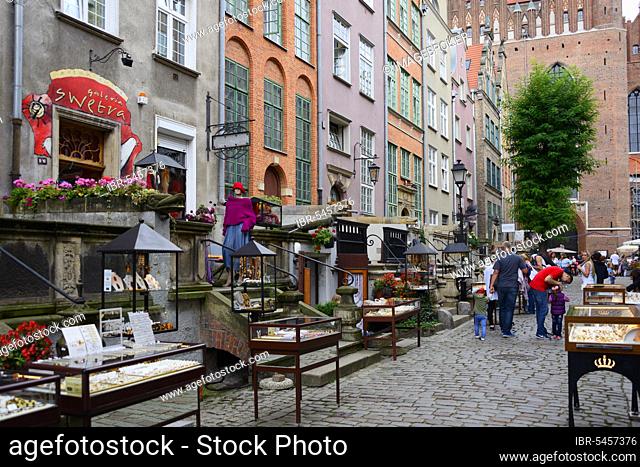 Jewellery and Galleries, Frauengasse, Old Town, Gdansk, Pomerania, Ulica Mariacka, Gdansk, Poland, Europe