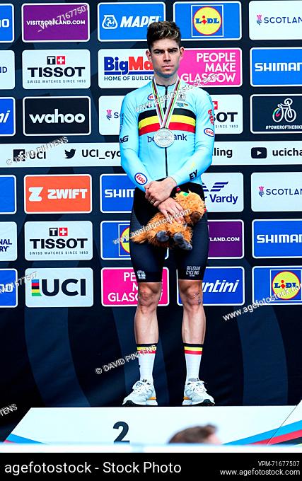 Belgian Wout van Aert looks dejected after the men elite road race at the UCI World Championships Cycling, 271, 1km from Edinburgh to Glasgow, Scotland