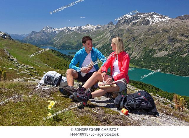 Canton, Graubünden, Grisons, Switzerland, Europe, Engadin, Engadine, Upper Engadine, mountain, mountains, footpath, walking, hiking, trekking, rest