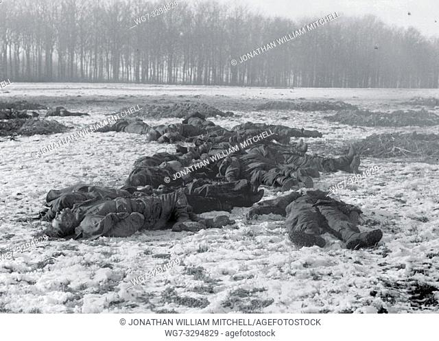 BELGIUM Bastogne -- 25 Dec 1944 -- German soldiers who attempted to storm the 101st US Airborne command post in Bastogne, Belgium