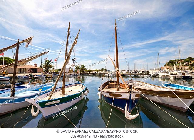Small recreational boats in mediterranean sea, Sanary sur Mer, France