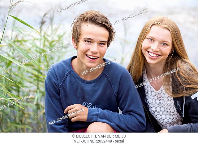 Portrait of smiling teenagers
