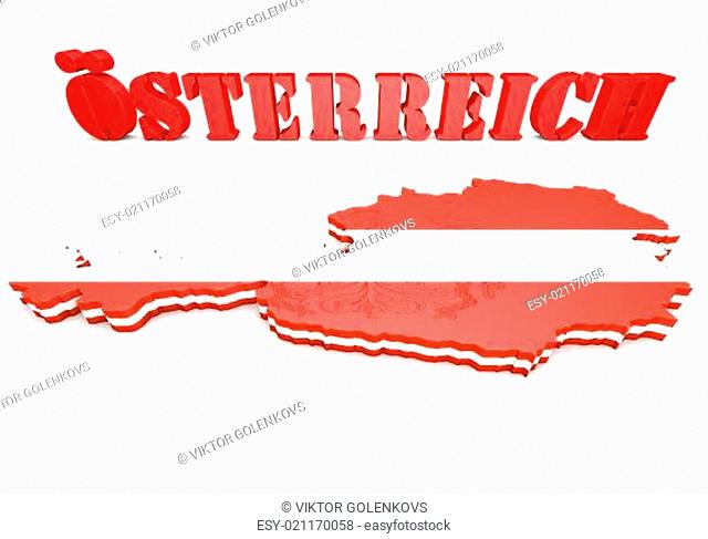 map illustration of Austria with flag