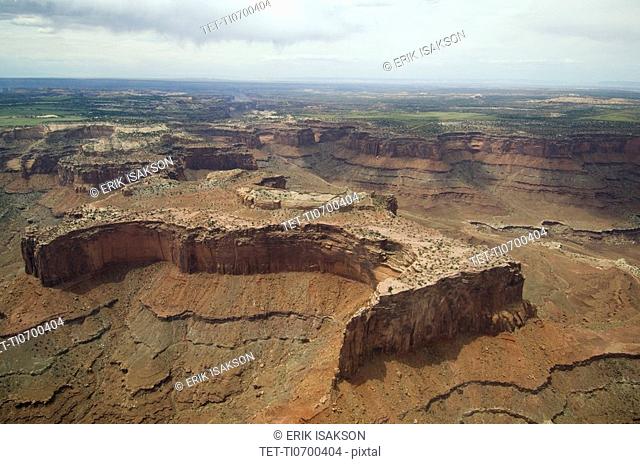 Aerial view of river in canyon, Colorado River, Canyonlands National Park, Moab, Utah, United States