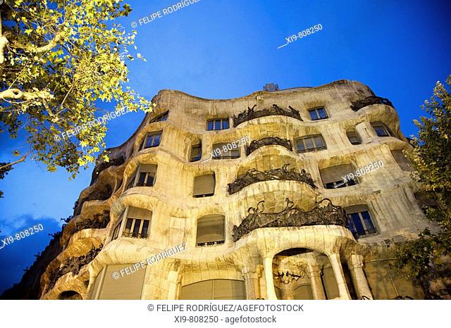 Casa Mila (aka La Pedrera) by Gaudi in the Passeig de Gracia, Barcelona. Catalonia, Spain