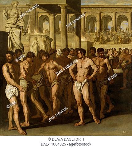 The gladiators, by Aniello Falcone (1607-1656), oil on canvas, 186x183 cm. Ancient Rome.  Madrid, Museo Del Prado