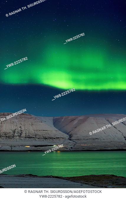 Aurora Borealis or Northern lights, Hvalfjordur, Iceland