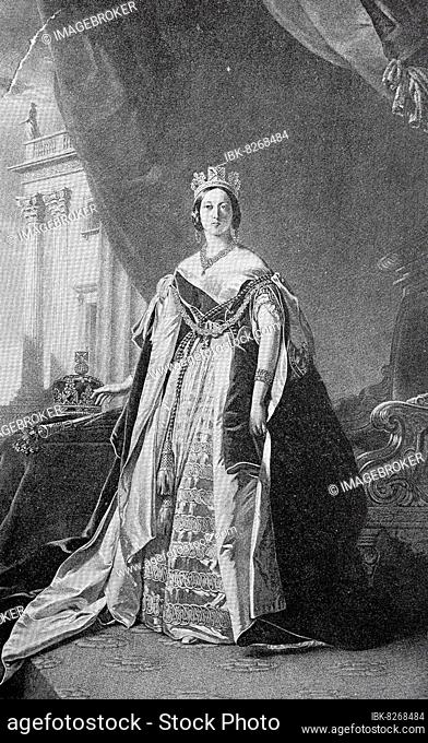 Victoria, und Irld. Am 1. 1876 nahm sie den zusätzlichen Titel einer Kaiserin Indien, gemalt Winterhalter, Historisch, digital restaurierte Reproduktion einer...