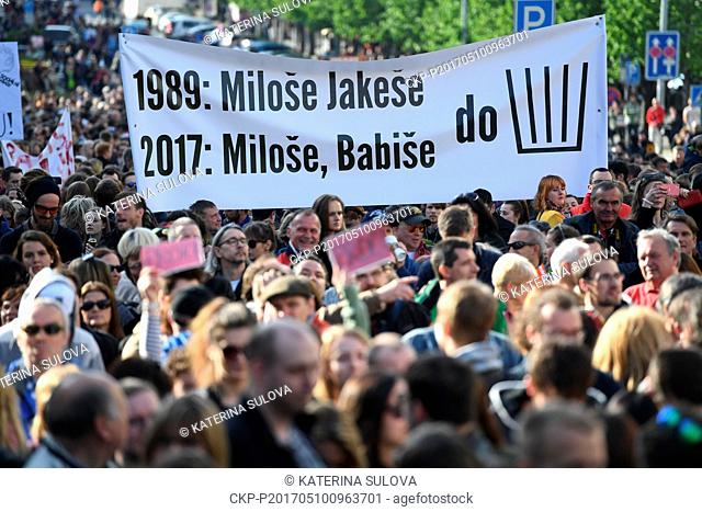 Demonstration called Why? Because! against Finance Minister Andrej Babis and President Milos Zeman at Vaclavske namesti, Prague, Czech Republic, on Wednesday
