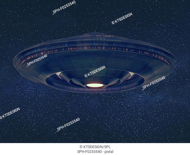 Unidentified flying object, computer illustration