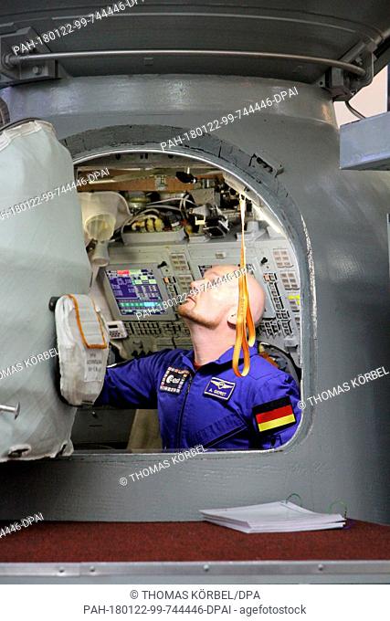 German astronaut Alexander Gerst prepares for a training session at the Yuri-Gagarin-Astronaut-Training-Centre in Moscow, Russia, 19 January 2018
