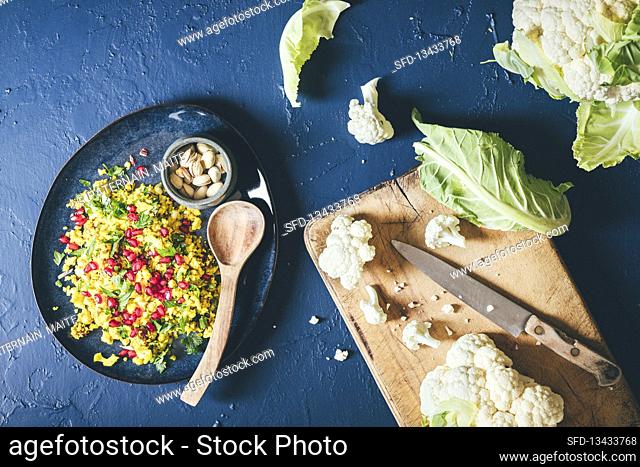Cauliflower couscous with pomegranate