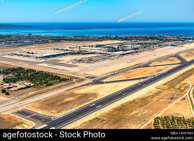 aerial view, aeropuerto de palma de mallorca, palma de mallorca airport, palma, mallorca, balearic islands, spain