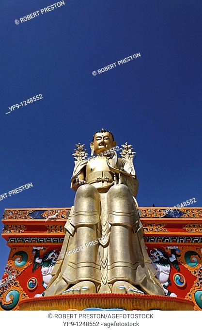 Golden Buddha statue at Likir Gompa, buddhist monastery, in Ladakh, India