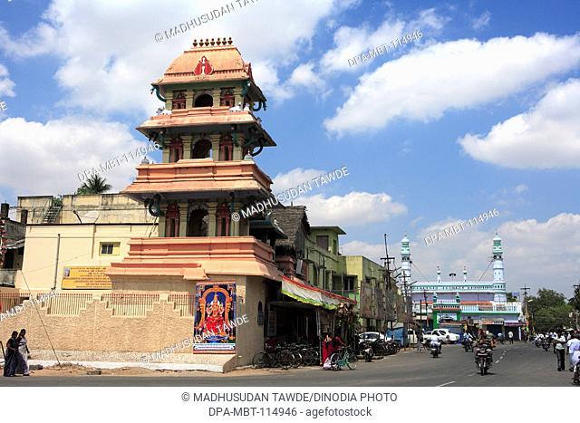 A bazaar street ; district Kanchipuram ; state Tamilnadu ; India