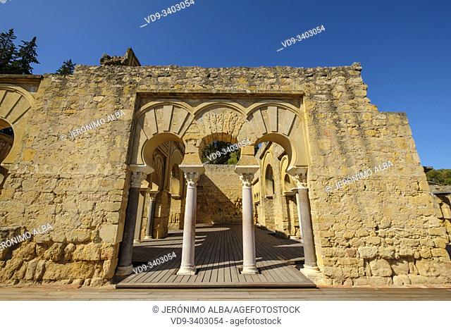 UNESCO World Heritage Site, Medina Azahara. Archaeological site Madinat al-Zahra, upper basilica buiding. Cordoba. Southern Andalusia, Spain. Europe
