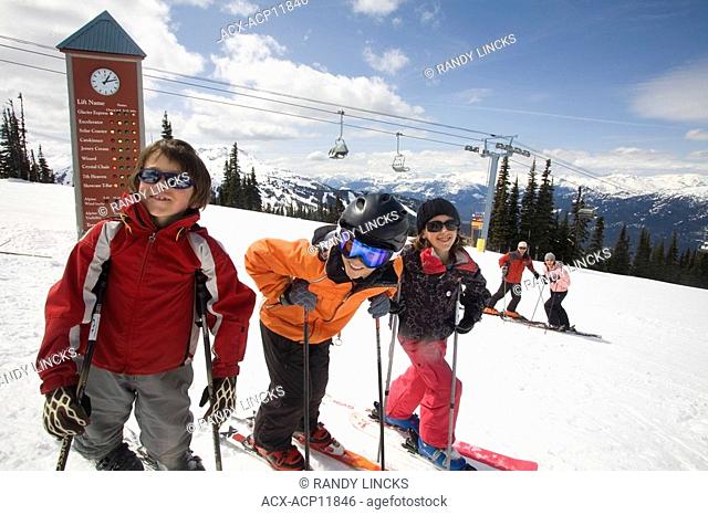 A Young family on Whistler Mountain, British Columbia, Canada