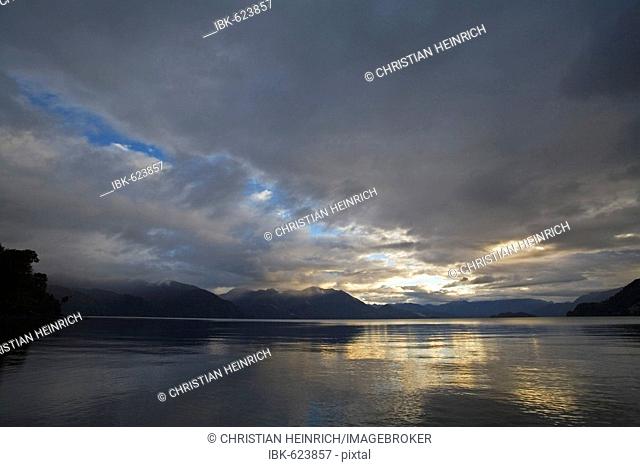 Sunrise at the lake Lago Todos Los Santos, Chile, South America
